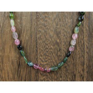 18" Sterling Silver Various Color Semi Precious Stones Necklace Vintage
